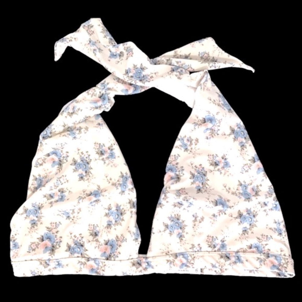 Asos Swim Floral Print Tied Halter Top